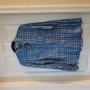 LL Bean teal plaid shirt small